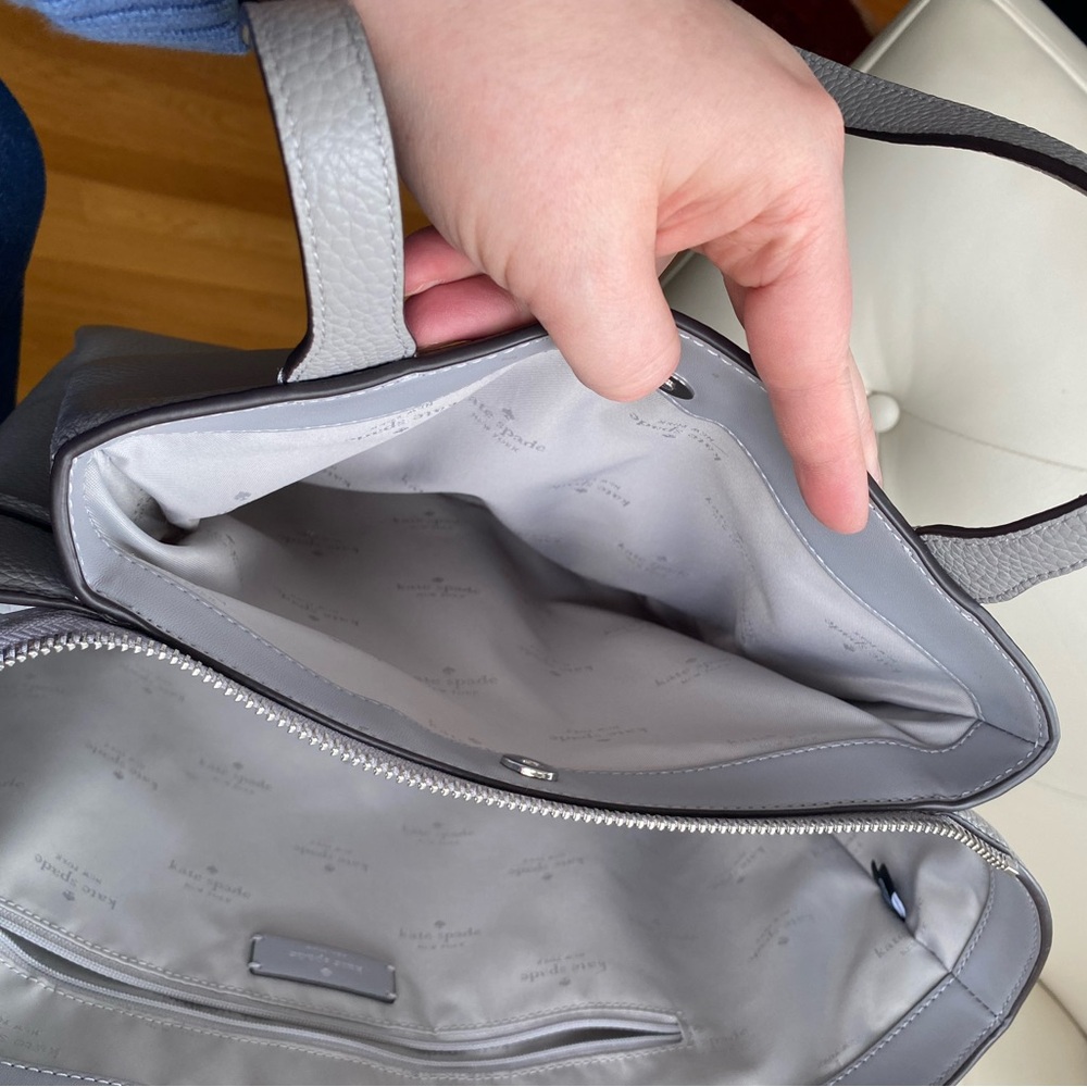 Kate Spade Dumpling Medium Tote Gray Pebbled Leather KL012 Shoulder Bag $499 - Picture 6 of 13